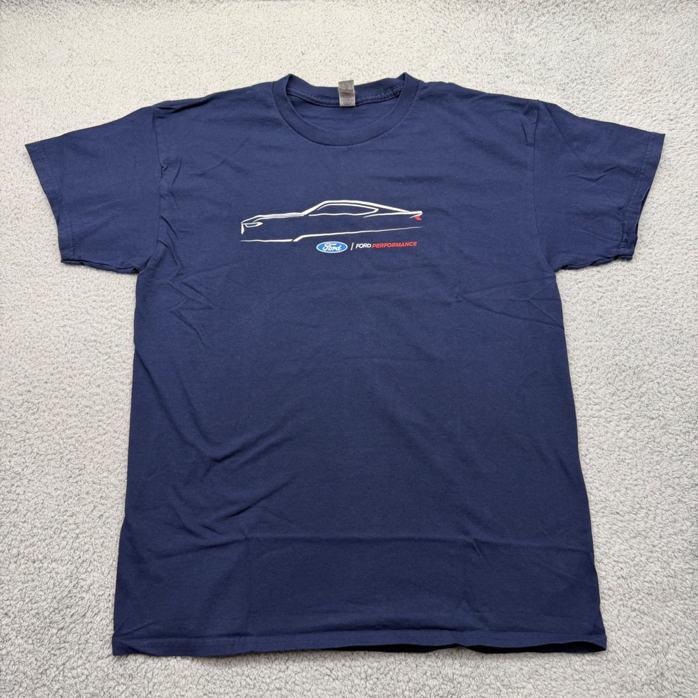 Gildan Heavy Cotton Ford Performance Mens Large Mustang Silhouette Blue‎ T-Shirt